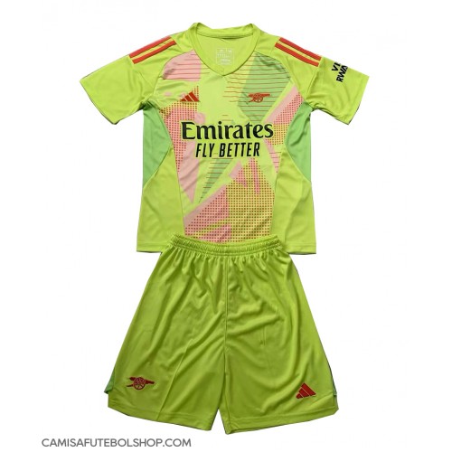 Camisa de time de futebol Arsenal Goleiro Replicas 1º Equipamento Infantil 2024-25 Manga Curta (+ Calças curtas)